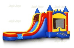 Tri-Color Castle Water Slide/Bounce House Combo